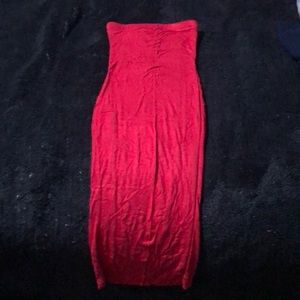 Strap less red dress